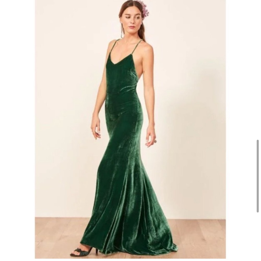 REFORMATION Remini Velvet Maxi Dress ~ Forest Green sz Large